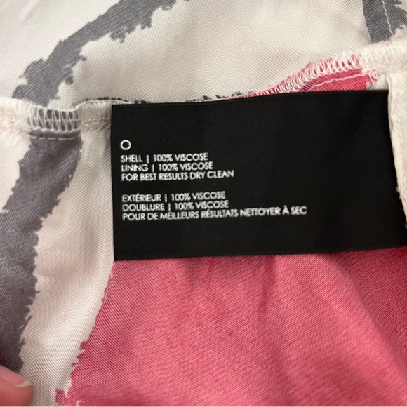 Club Monaco White Pink Black Viscose Party Dress Size 0 - Small - Picture 8 of 10